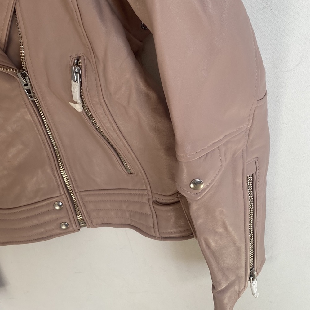 (A8) NEW Blank NYC Pink Genuine Leather Moto Jacket, Size Medium, NWOT - Picture 8 of 14